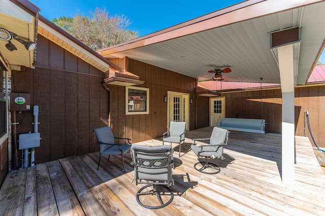 deck featuring a ceiling fan