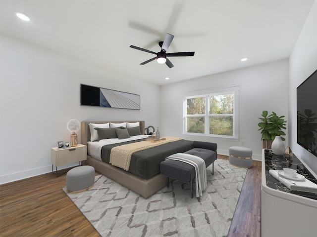 325 Shoal River Dr, Crestview, FL 32539 - bedroom with hardwood / wood-style floors and ceiling fan