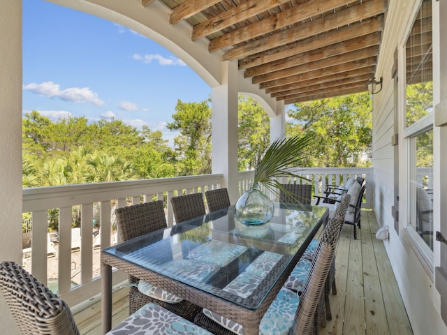 24 High Tide Way, Inlet Beach, FL 32461 - wooden terrace with outdoor dining area