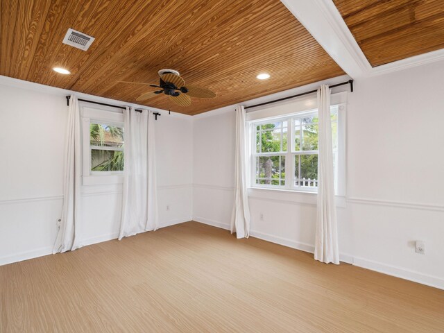 38 Barracuda St, Santa Rosa Beach, FL 32459 - unfurnished room featuring wooden ceiling, visible vents, recessed lighting, and a ceiling fan