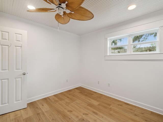 38 Barracuda St, Santa Rosa Beach, FL 32459 - spare room featuring baseboards, a ceiling fan, crown molding, and light wood-type flooring
