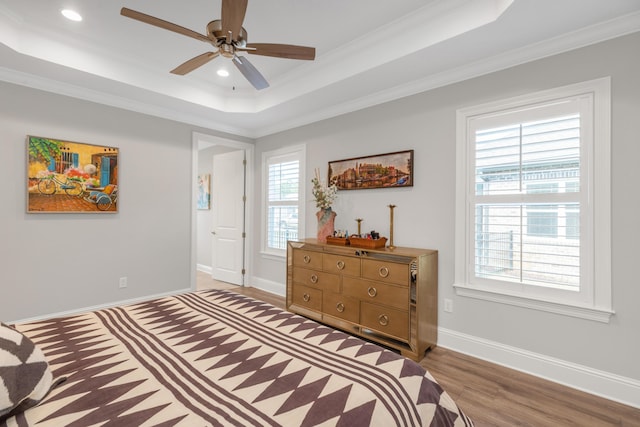 105 Oyster Blvd, Freeport, FL 32439 - bedroom with baseboards, a tray ceiling, ornamental molding, and recessed lighting