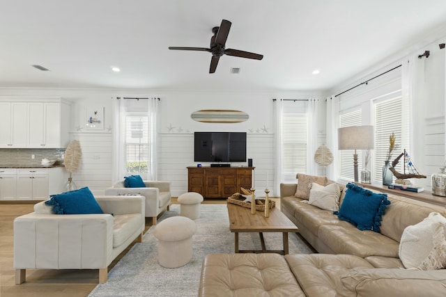 125 Gulfview Cir, Santa Rosa Beach, FL 32459 - living room with ceiling fan and light hardwood / wood-style flooring