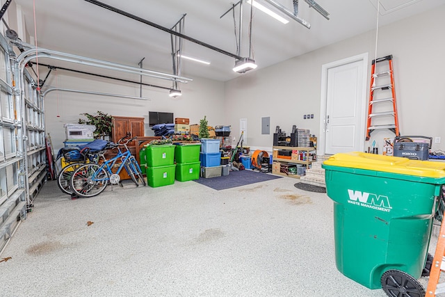 garage with a garage door opener