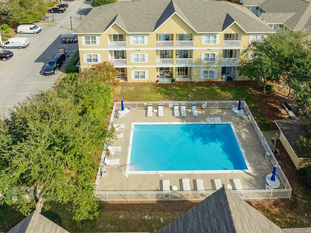 view of pool featuring a patio