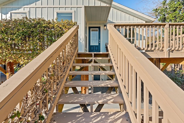 doorway to property with board and batten siding