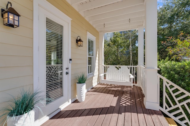 wooden deck with covered porch