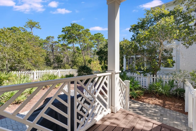 wooden deck with fence private yard