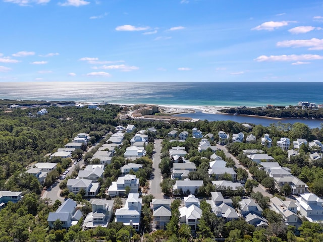 aerial view with a residential view and a water view