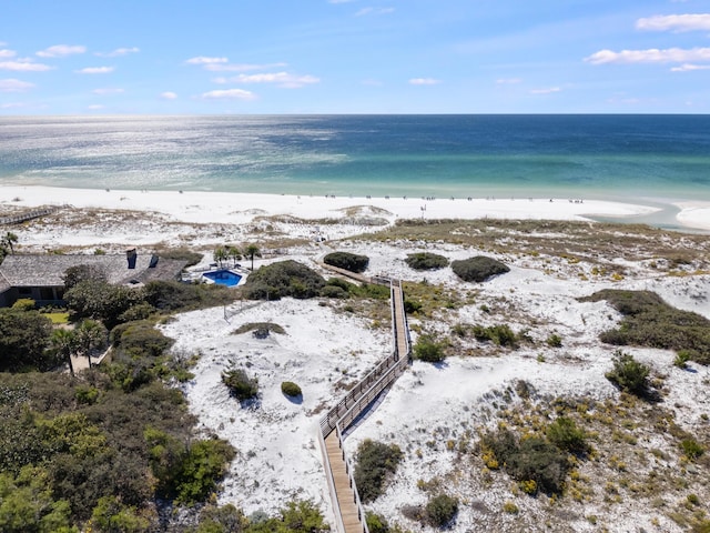 view of water feature with a beach view