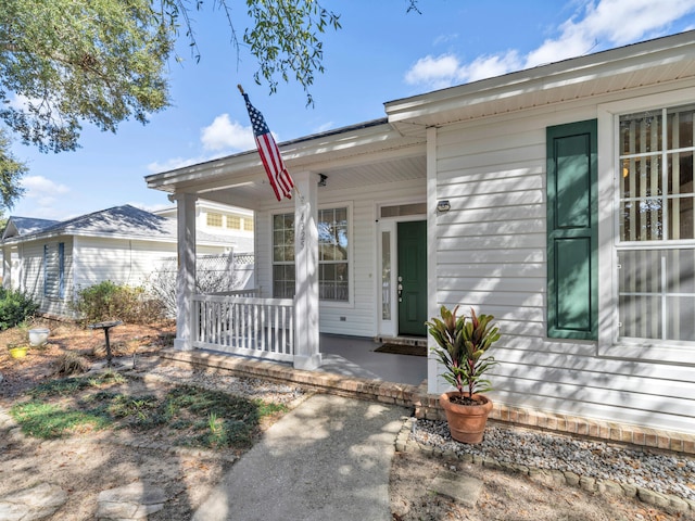 property entrance with a porch