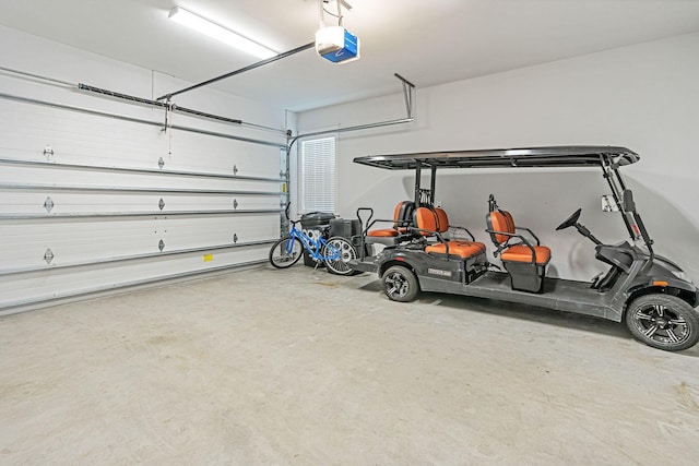 garage with a garage door opener