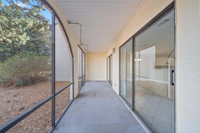 view of unfurnished sunroom