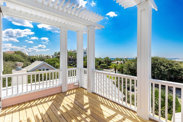 deck featuring a pergola