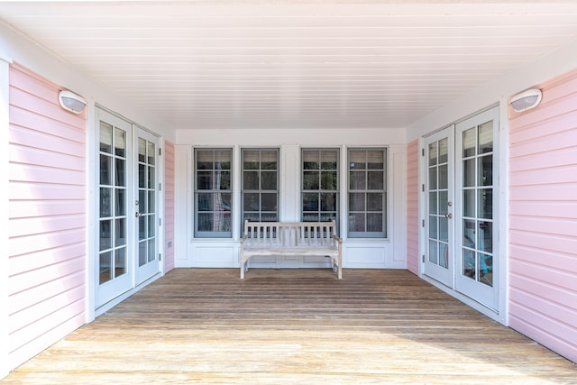 wooden deck with french doors