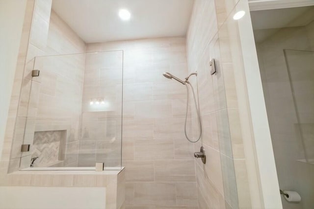 bathroom with a stall shower