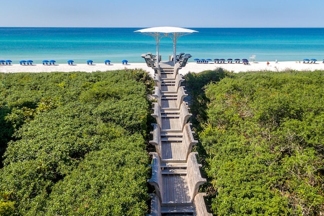 property view of water featuring a view of the beach