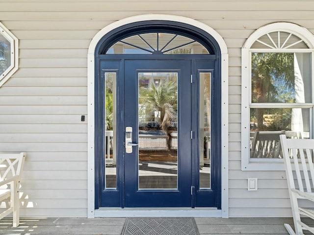 doorway to property with french doors