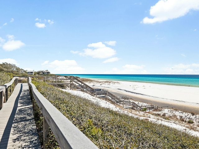 property view of water featuring a view of the beach