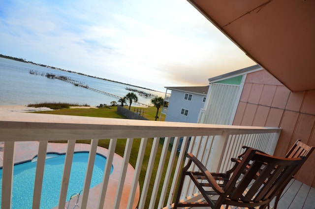 balcony with a water view