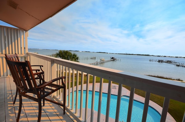 balcony with a water view