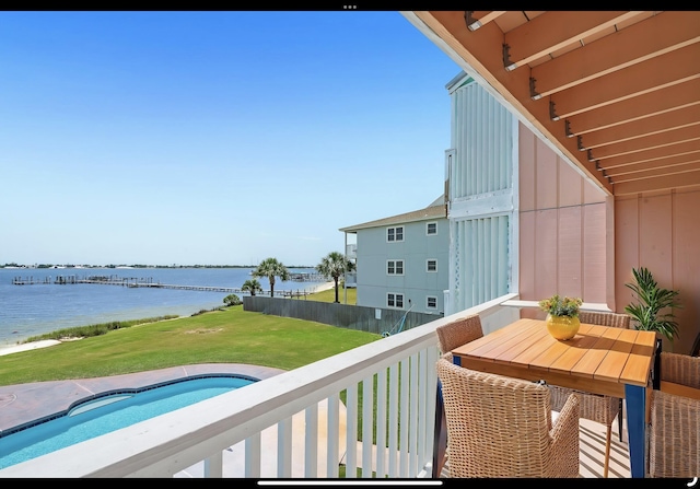 balcony with a water view