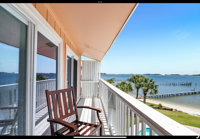 balcony with a water view