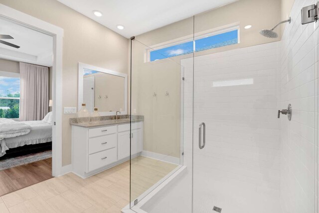 1760 Pathways Dr, Inlet Beach, FL 32461 - bathroom with a shower stall, healthy amount of natural light, vanity, ensuite bathroom, and recessed lighting