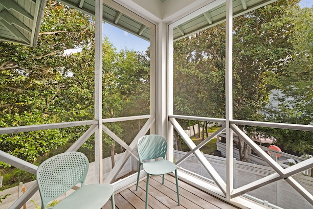 view of unfurnished sunroom