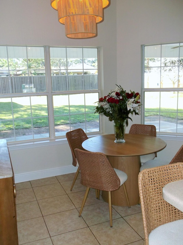 dining room with light tile patterned floors