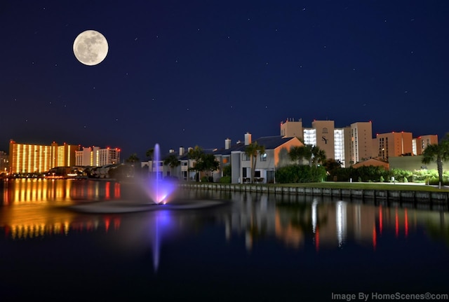 property view of water featuring a view of city lights