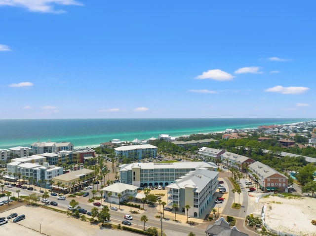 aerial view featuring a water view and a city view