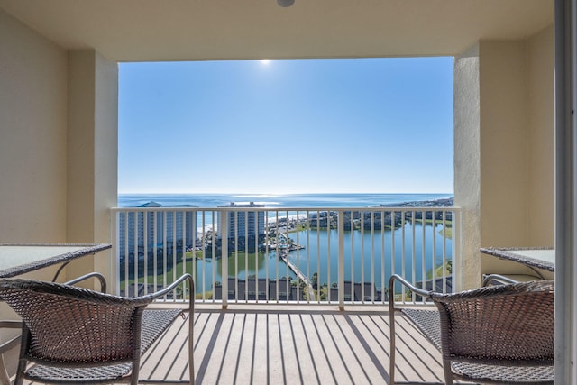 balcony with a water view