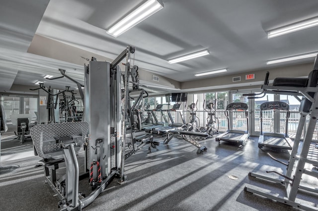 exercise room with visible vents