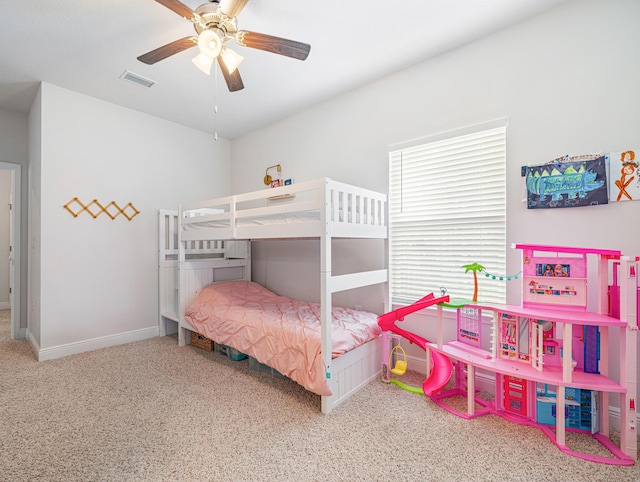 124 Conner Cir, Santa Rosa Beach, FL 32459 - carpeted bedroom with a ceiling fan, visible vents, and baseboards