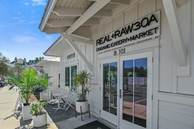 entrance to property featuring french doors