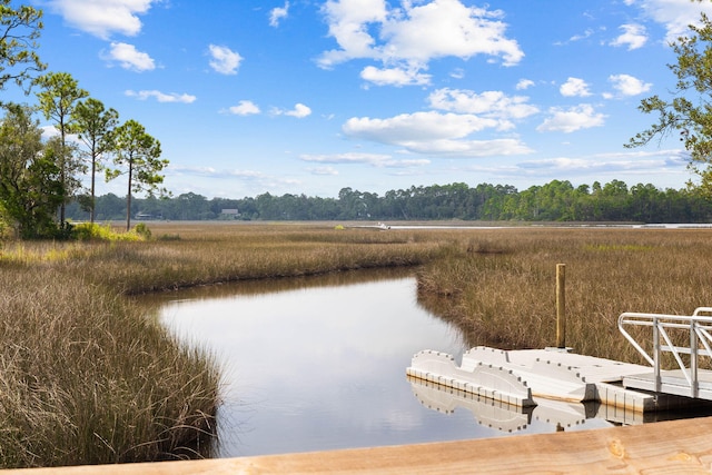 dock area featuring a water view