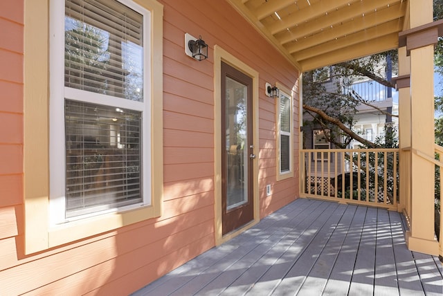 wooden deck with a porch