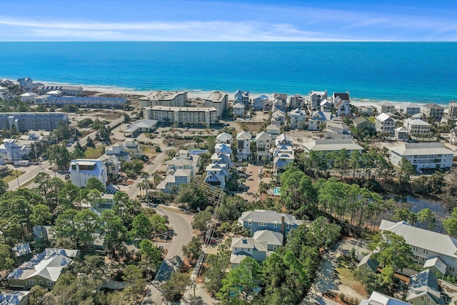 aerial view featuring a residential view and a water view