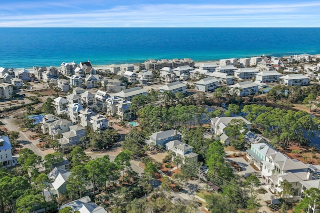 aerial view featuring a residential view and a water view