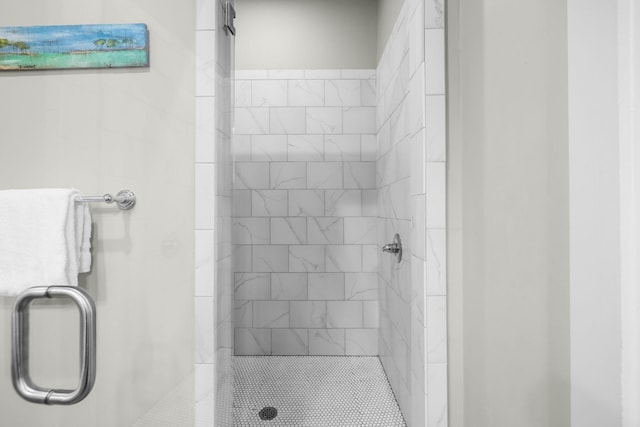 bathroom with a stall shower