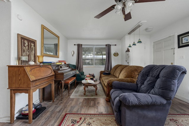 1005 Revere Dr, Pensacola, FL 32506 - living area featuring a ceiling fan and wood finished floors