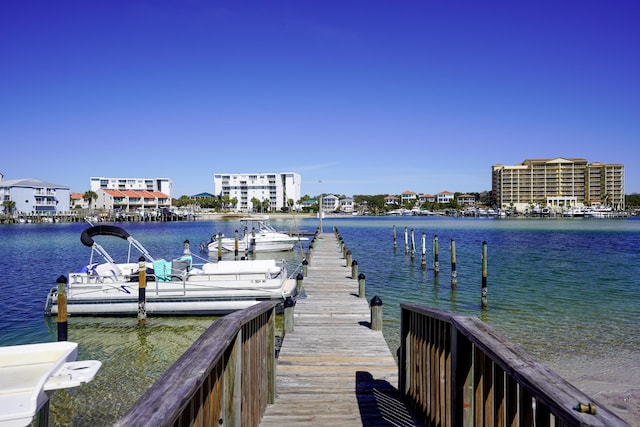 dock area featuring a water view