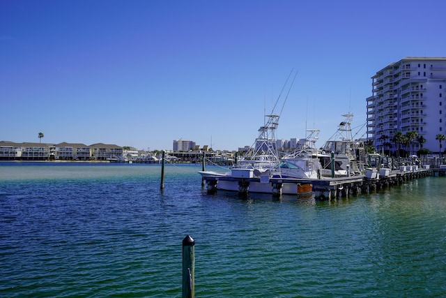 dock area featuring a water view and central AC