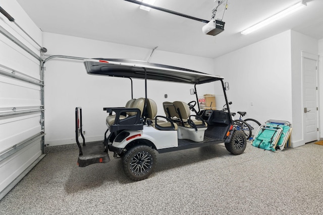 garage with a garage door opener