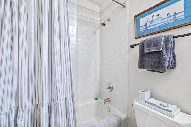 full bath featuring shower / bath combo and toilet