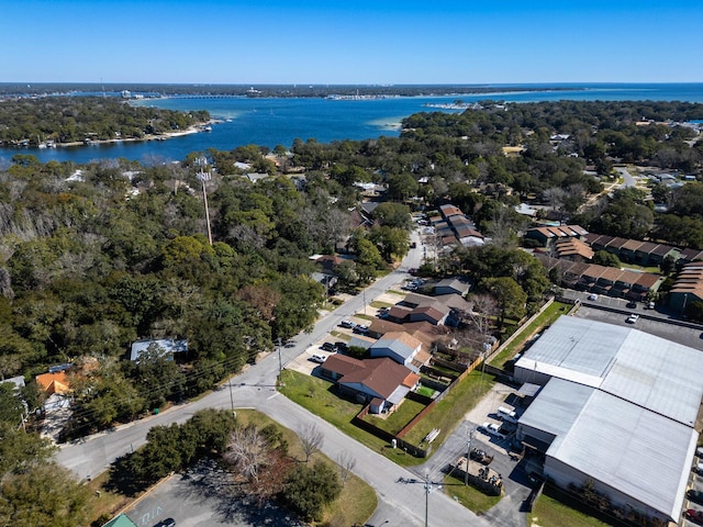 aerial view with a water view and a residential view