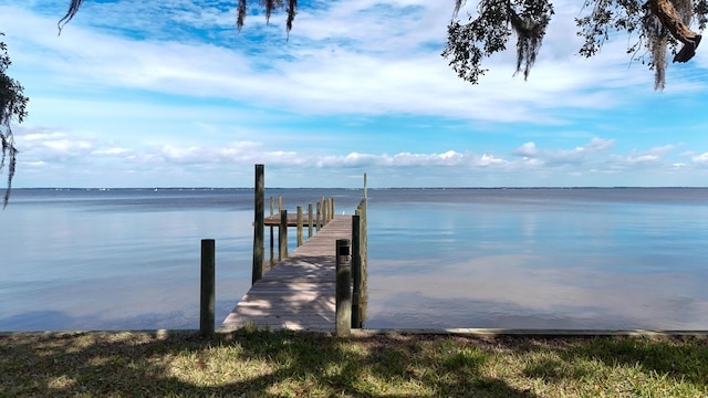 dock area featuring a water view