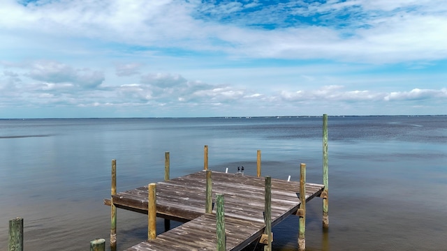 dock area featuring a water view