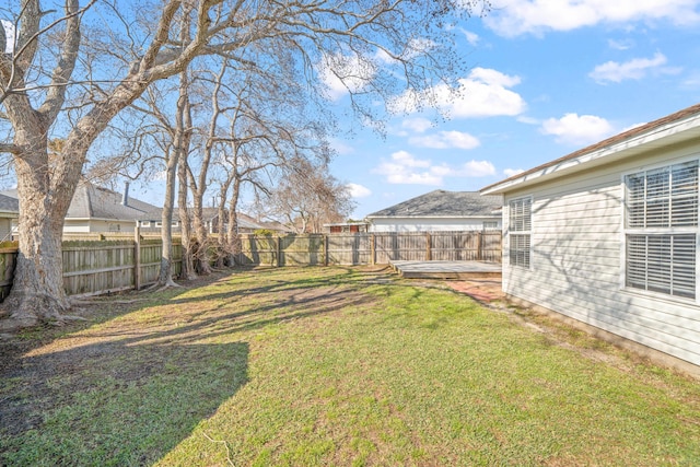 view of yard with a fenced backyard